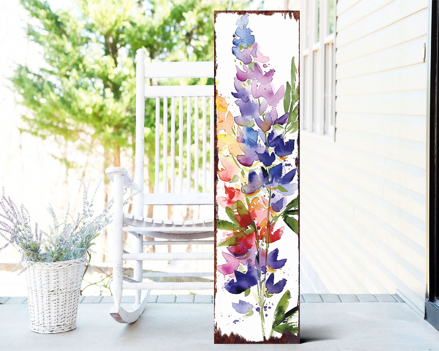 36in Spring Porch Sign | Lupine Watercolor Floral Decor | Ideal for Living Room, Entryway, Mantle, Porch, and Front Door