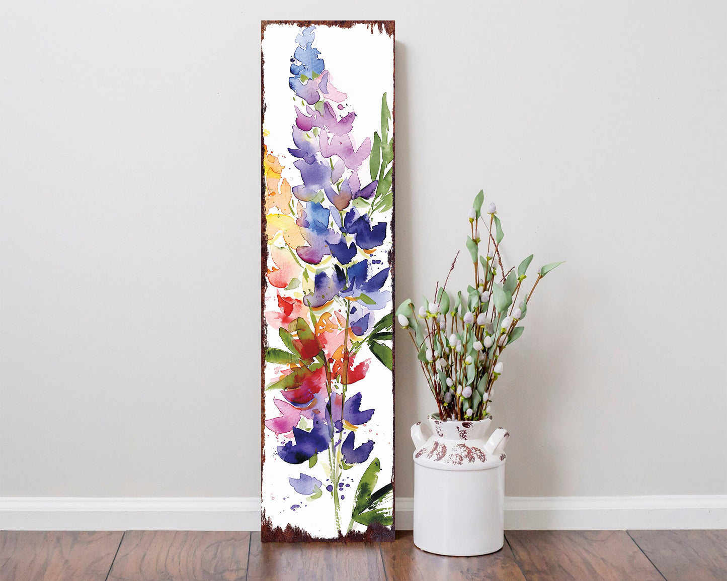 36in Spring Porch Sign | Lupine Watercolor Floral Decor | Ideal for Living Room, Entryway, Mantle, Porch, and Front Door