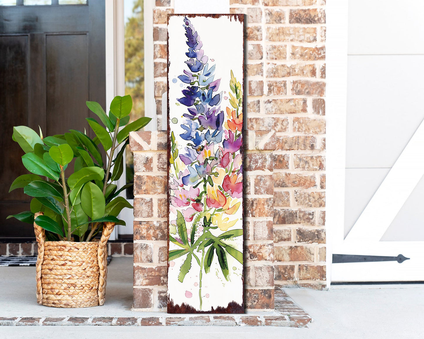 36in Spring Porch Sign | Watercolor Lupine Floral Decor | Ideal for Living Room, Entryway, Mantle, Porch, and Front Door