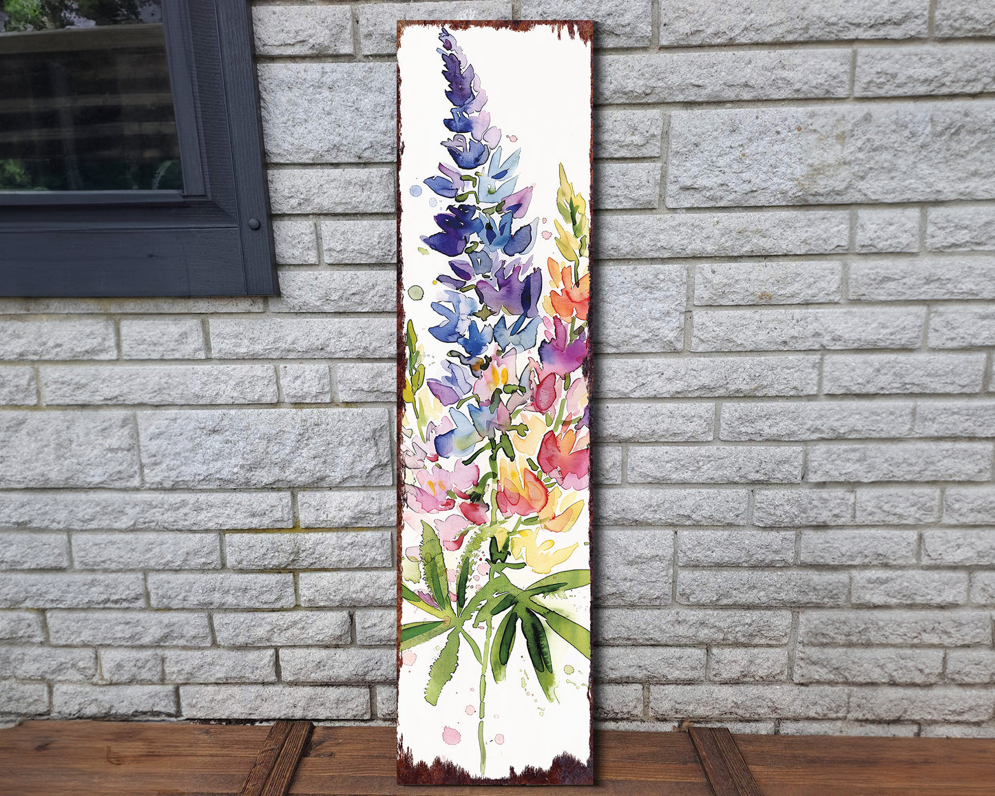 36in Spring Porch Sign | Watercolor Lupine Floral Decor | Ideal for Living Room, Entryway, Mantle, Porch, and Front Door