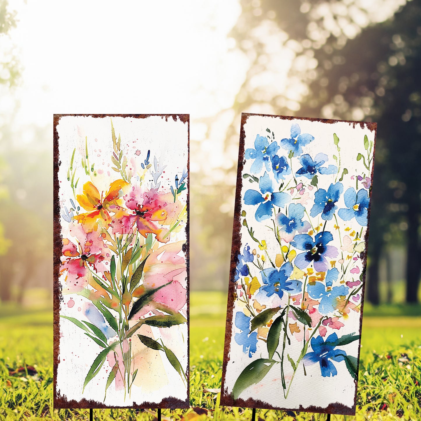 26in Spring Garden Stake | Watercolor Floral Decor | Perfect for Outdoor Decor, Yard Art, and Garden Decorations | Multi Patterns Available