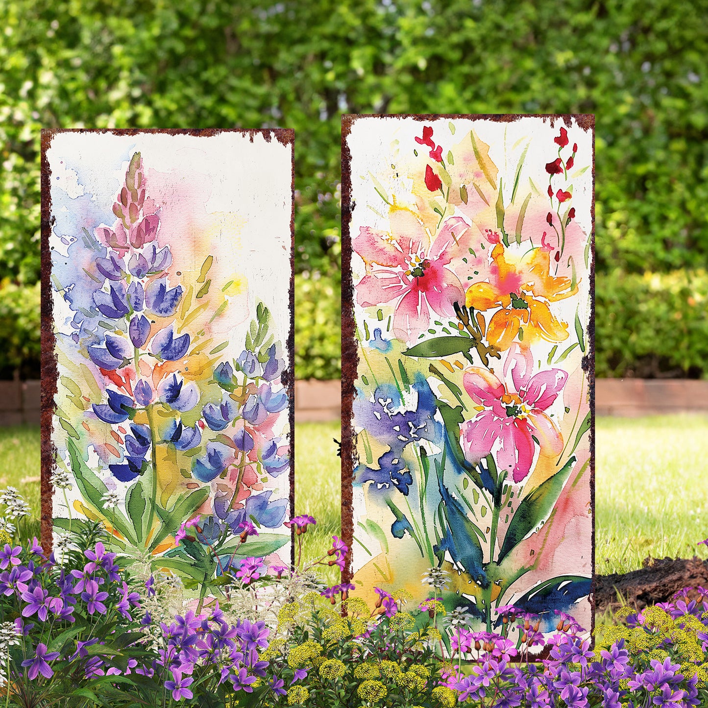 26in Spring Garden Stake | Watercolor Floral Decor | Perfect for Outdoor Decor, Yard Art, and Garden Decorations | Multi Patterns Available