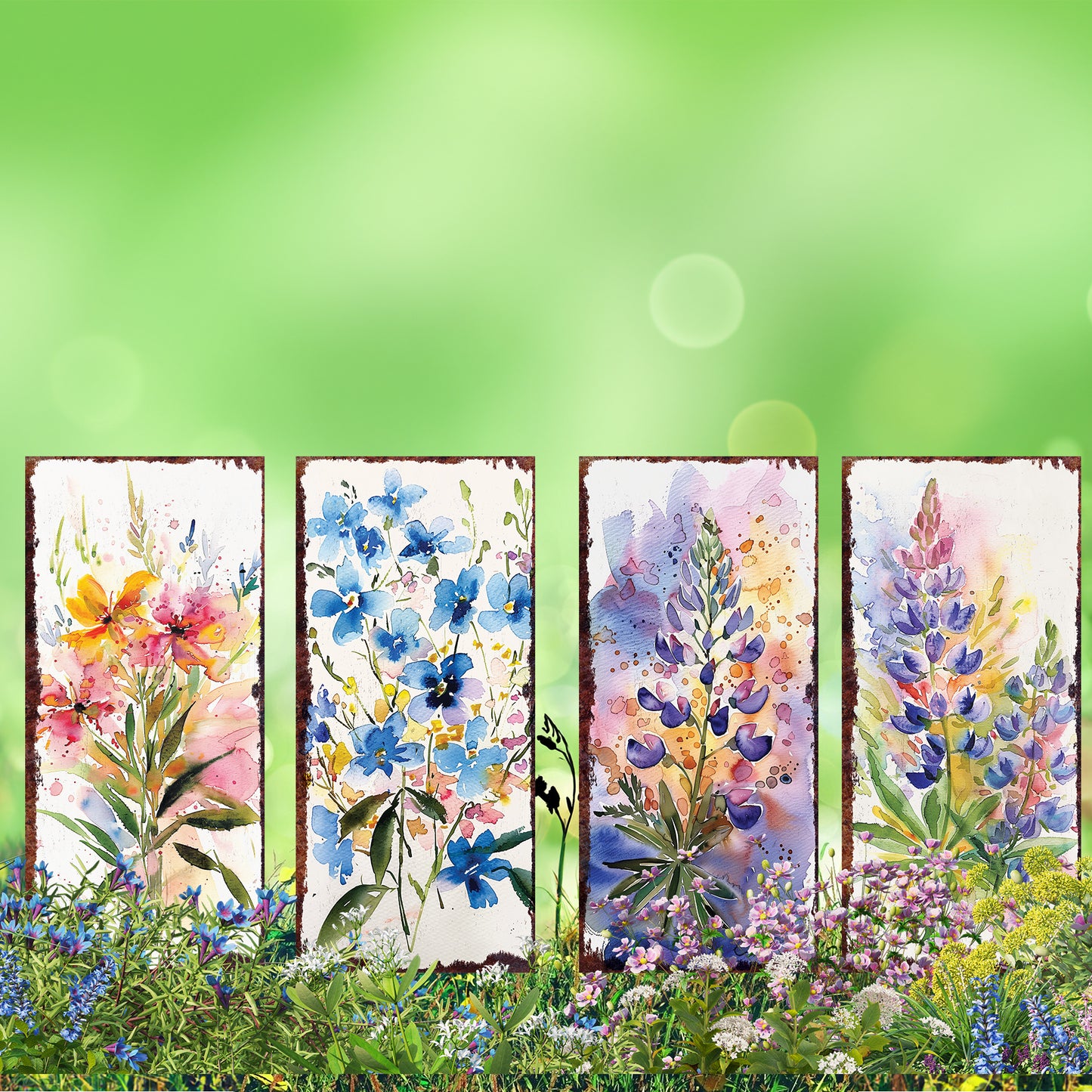 26in Spring Garden Stake | Watercolor Floral Decor | Perfect for Outdoor Decor, Yard Art, and Garden Decorations | Multi Patterns Available