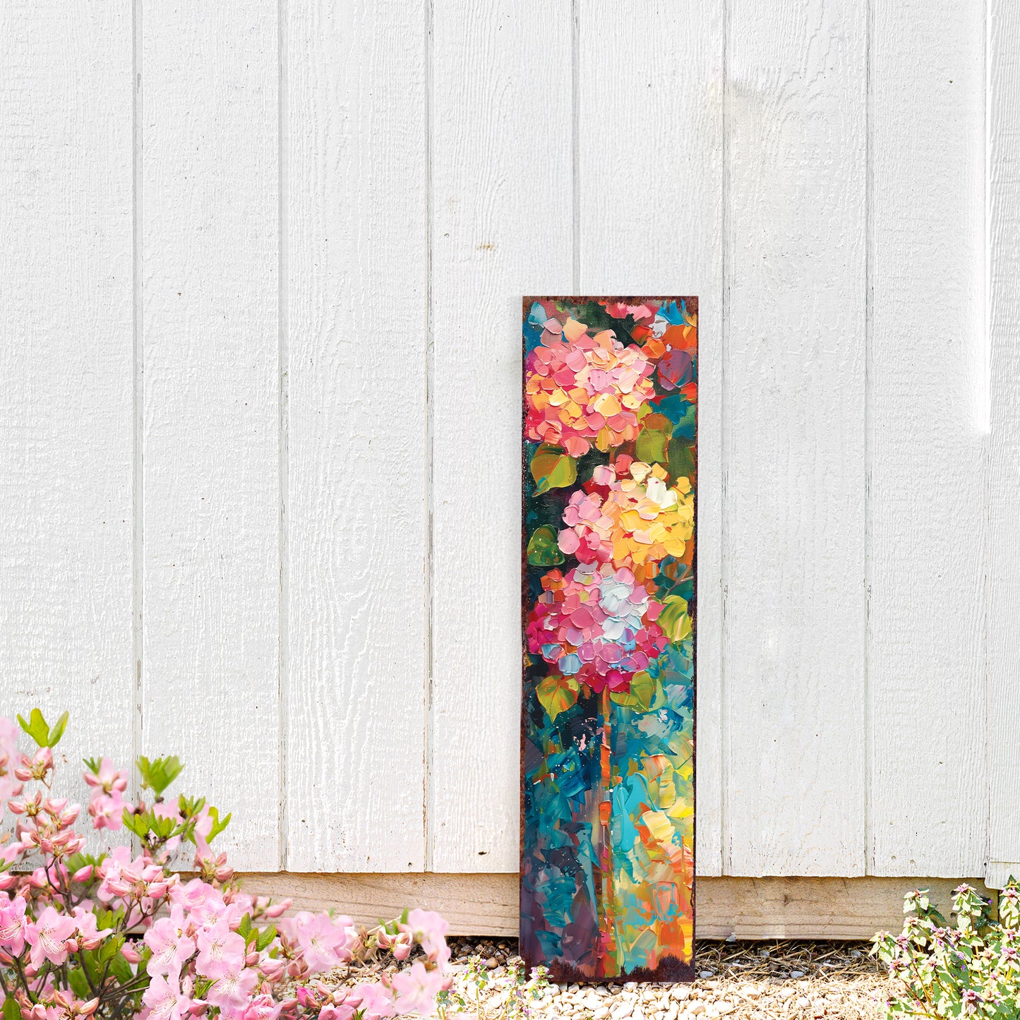 Oil Paint Style Hydrangeas Spring Porch Sign | Floral Home Decor | Perfect for Living Room, Entryway, Mantle, Porch| UV Print