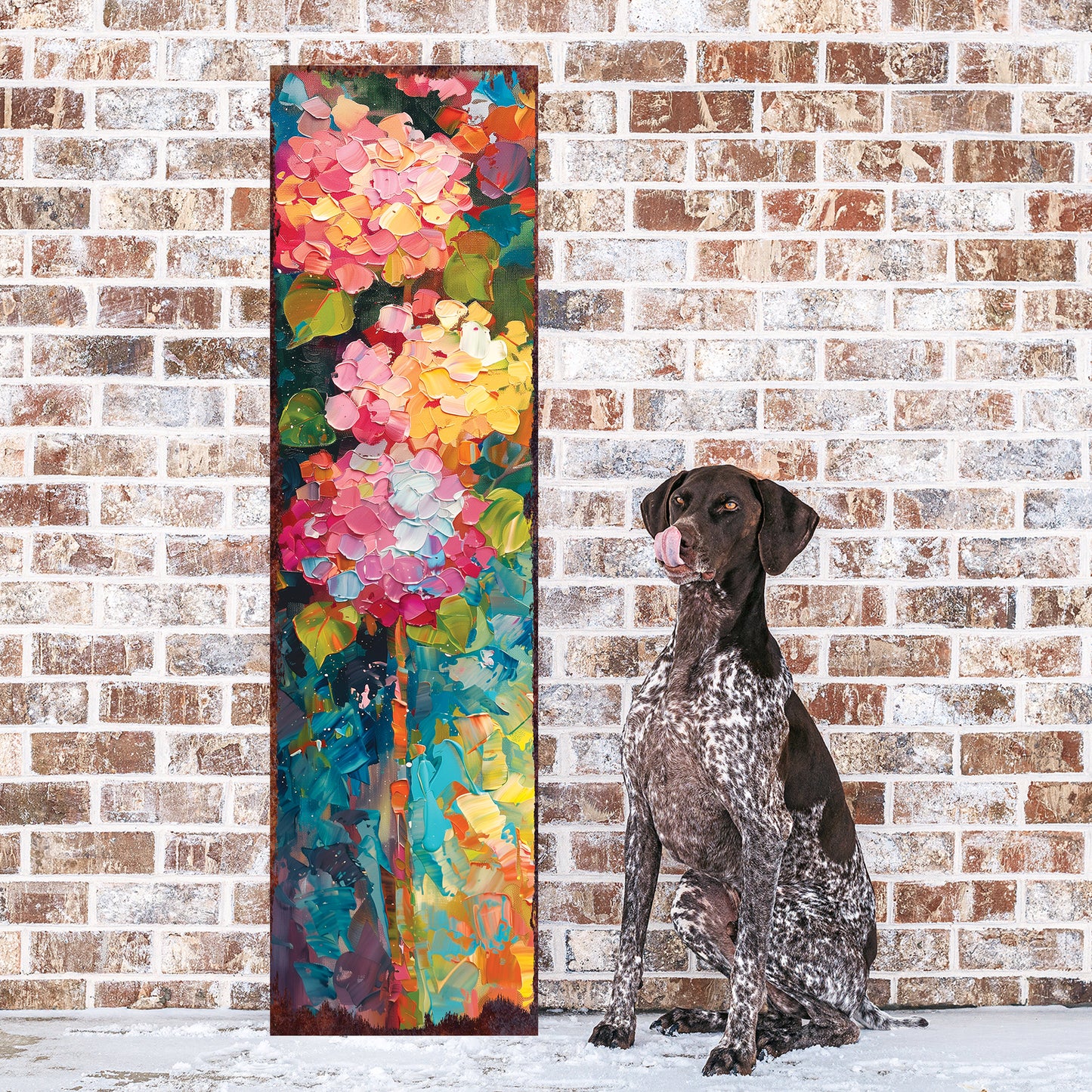 Oil Paint Style Hydrangeas Spring Porch Sign | Floral Home Decor | Perfect for Living Room, Entryway, Mantle, Porch| UV Print