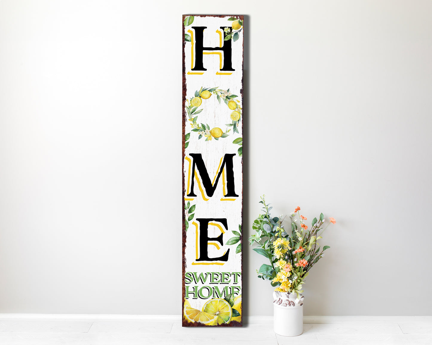 Lemon Home Sweet Home Sign | Rustic Wood Front Door Decor | Farmhouse Porch Sign Decorations | Patio Decor | Wooden Decor