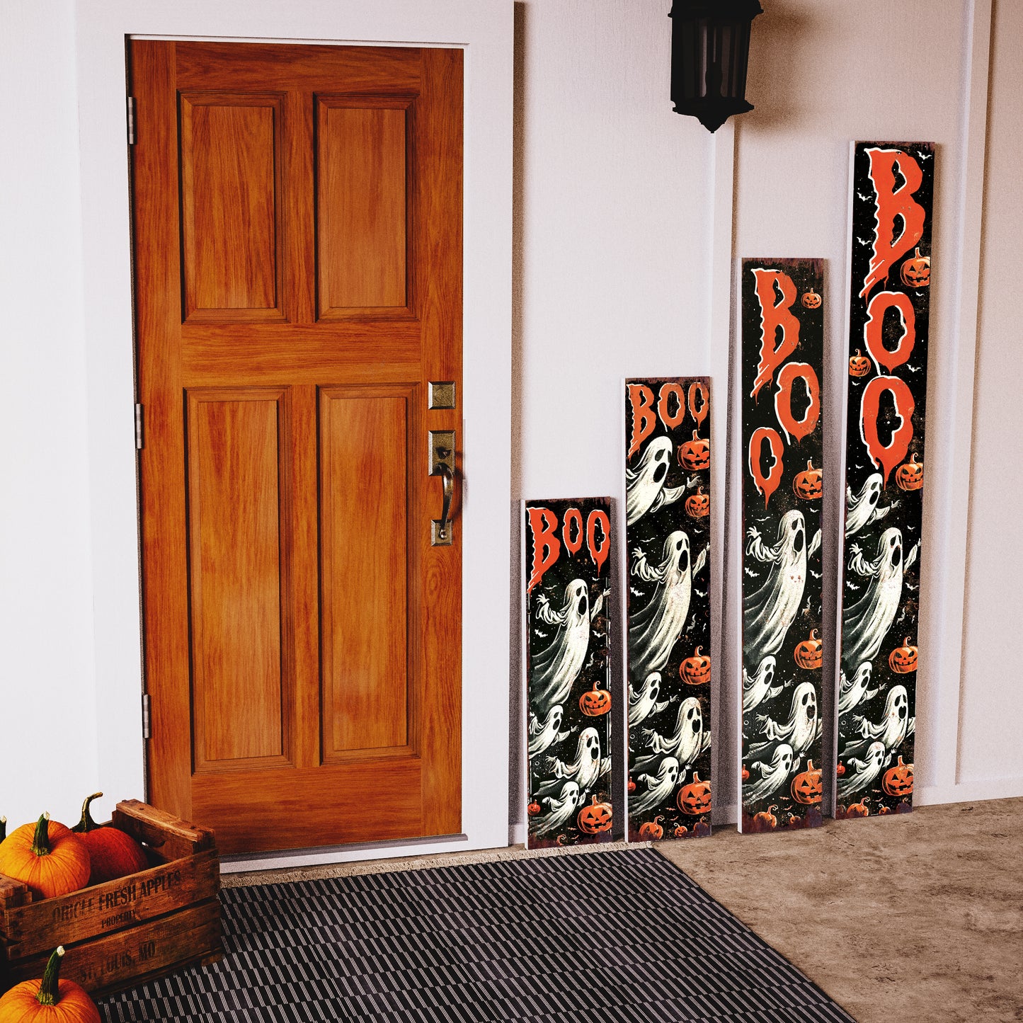 BOO Halloween Porch Sign - Front Porch Halloween Welcome Sign, Vintage Halloween Wooden Decoration, Halloween Decor