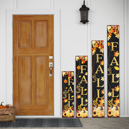 Hello Fall Porch Sign - Front Porch Fall Welcome Sign with Vintage Autumn Decoration, Rustic Modern Farmhouse Entryway Porch Fall Decor