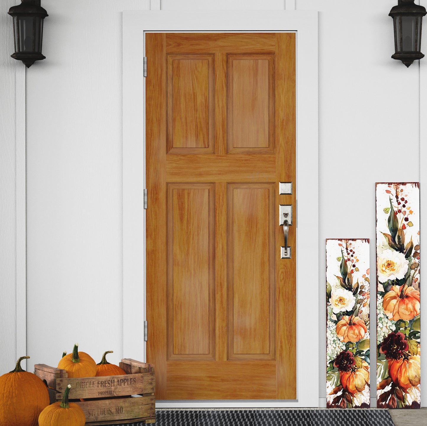 Fall Pumpkin Porch Sign - Front Porch Fall Sign with Vintage Autumn Decoration, Rustic Modern Farmhouse Entryway Porch Decor | 2 Size Options