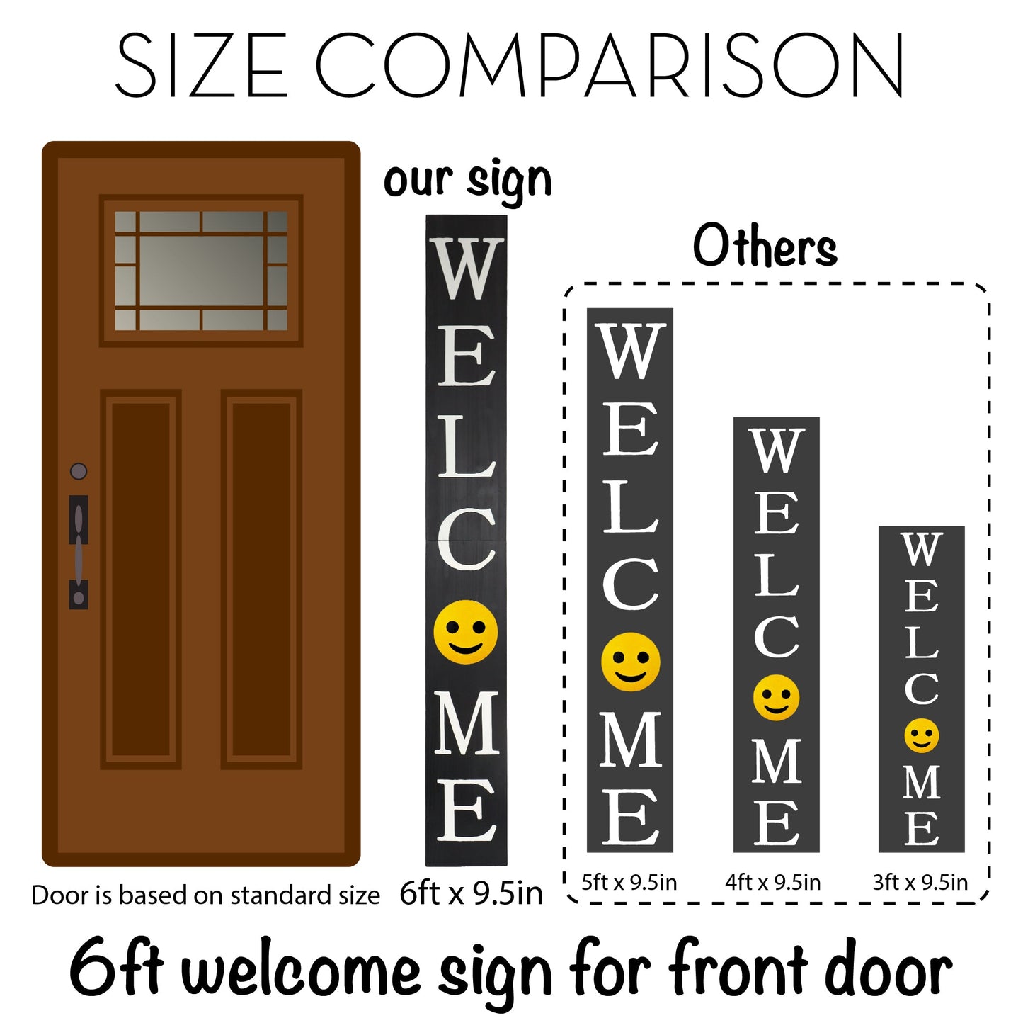 72in Black Welcome Sign,Rustic Tall Welcome Sign for Front Porch Decor, Modern Farmhouse Welcome Porch Sign Wood Vertical Décor