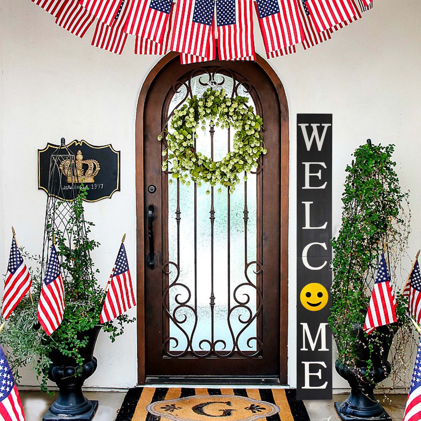 72in Black Welcome Sign,Rustic Tall Welcome Sign for Front Porch Decor, Modern Farmhouse Welcome Porch Sign Wood Vertical Décor