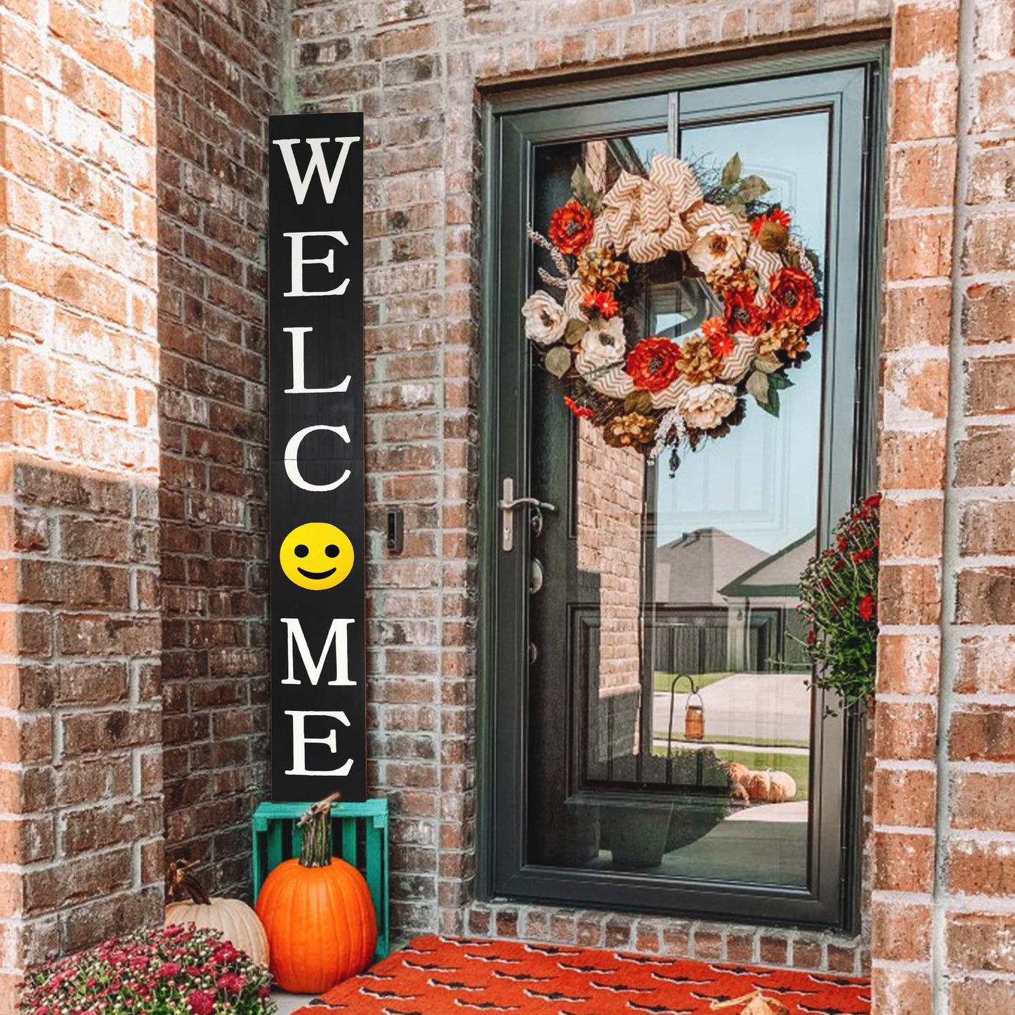 72in Black Welcome Sign,Rustic Tall Welcome Sign for Front Porch Decor, Modern Farmhouse Welcome Porch Sign Wood Vertical Décor