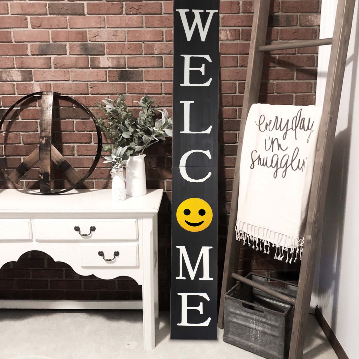 72in Black Welcome Sign,Rustic Tall Welcome Sign for Front Porch Decor, Modern Farmhouse Welcome Porch Sign Wood Vertical Décor