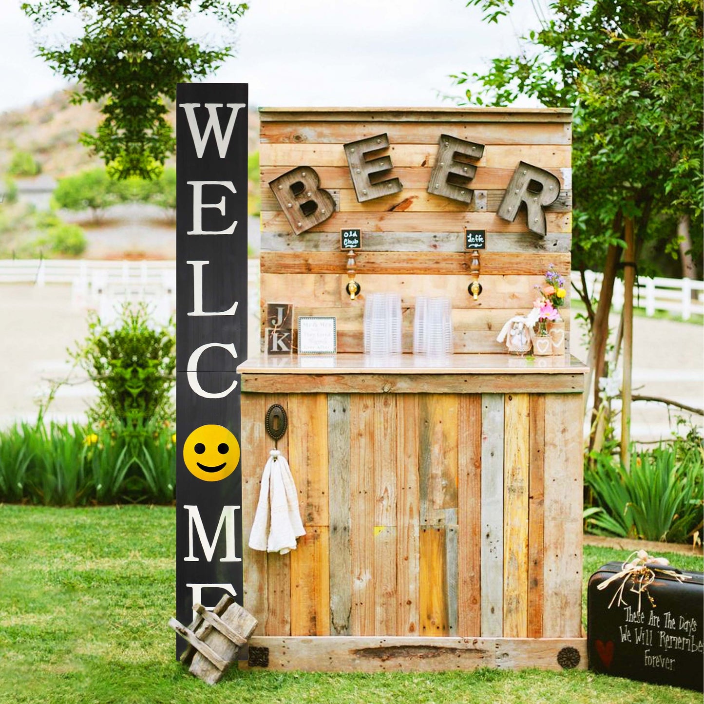 72in Black Welcome Sign,Rustic Tall Welcome Sign for Front Porch Decor, Modern Farmhouse Welcome Porch Sign Wood Vertical Décor