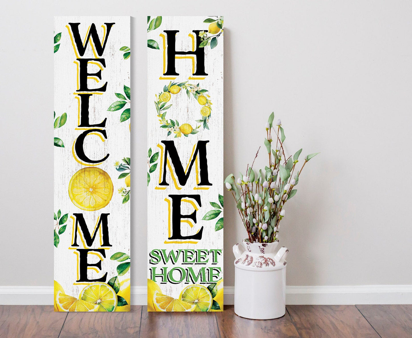 36" Summer Lemon Porch Sign | Rustic Farmhouse Welcome Front Door Decor
