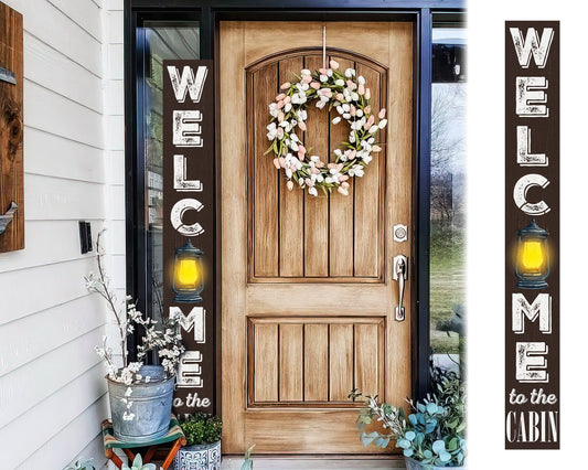 72IN Tall Outdoor Sign Welcome to the Lake House Wooden Porch Sign Standing, Rustic Porch Sign for Porch/Patio Decor