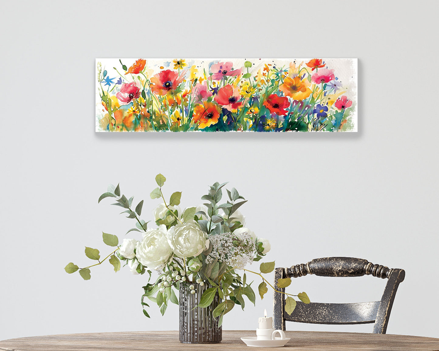 32in Spring Watercolor Style Wildflower Wall Sign | Perfect for Living Room, Entryway, Mantle, Kitchen, Porch, Wall Plaque