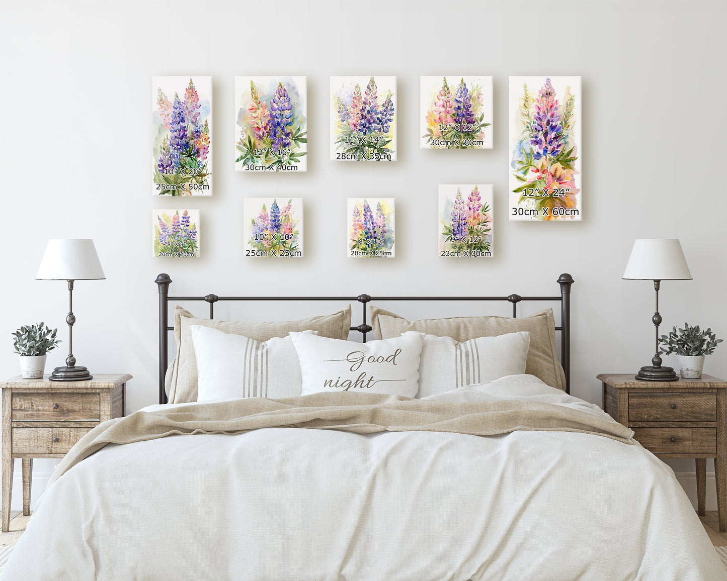 Spring Wall Canvas Sign | UV Print | Lupine Watercolor Floral Decor | Perfect for Living Room, Entryway, Mantle, Dining Room, Bedroom