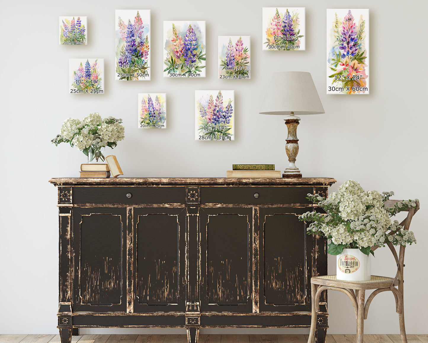 Spring Wall Canvas Sign | UV Print | Lupine Watercolor Floral Decor | Perfect for Living Room, Entryway, Mantle, Dining Room, Bedroom