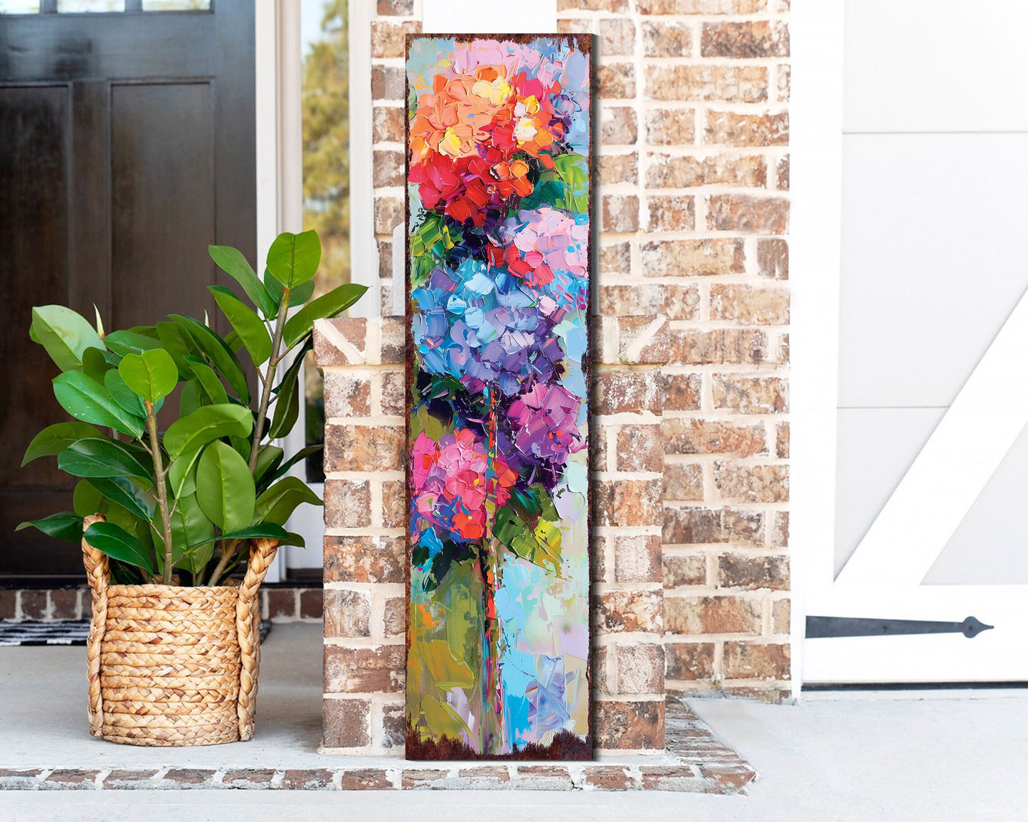 36in Spring Hydrangeas Porch Sign | Oil Paint Style Floral Home Decor | Perfect for Living Room, Entryway, Mantle, Porch| UV Print
