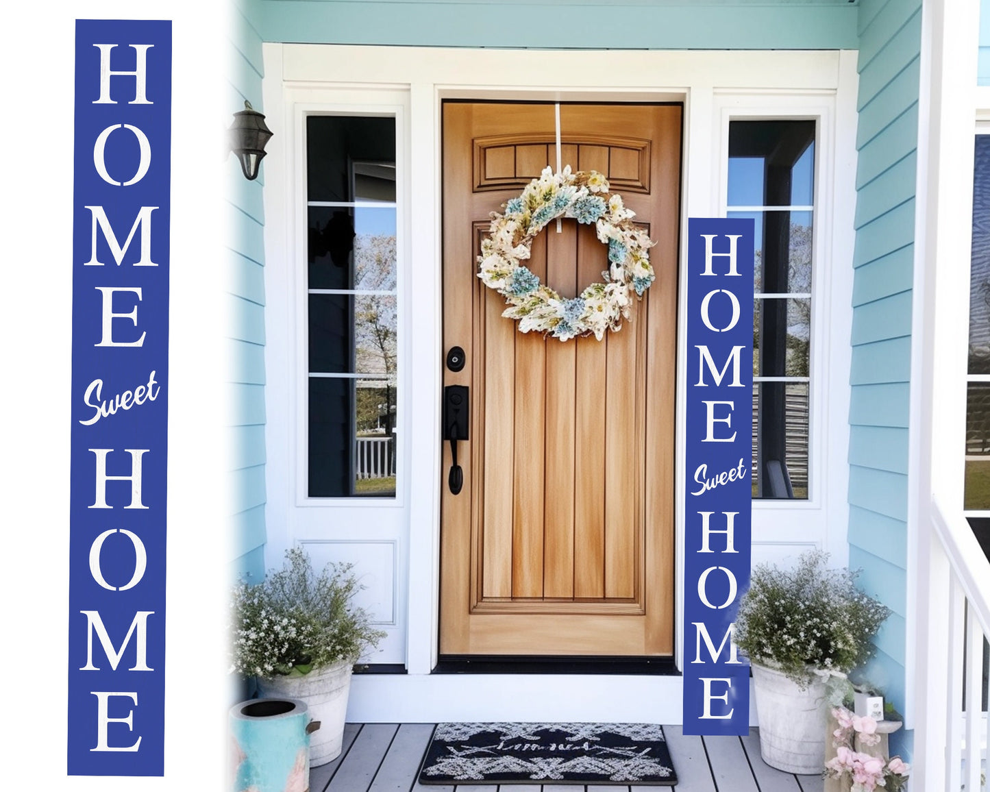 72in Navy Home Sweet Home Sign | Rustic Wood Front Door Decor | Farmhouse Porch Sign Decorations | Patio Decor | Wooden Decor