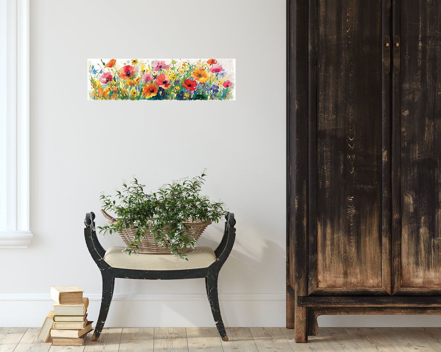 32in Spring Watercolor Style Wildflower Wall Sign | Perfect for Living Room, Entryway, Mantle, Kitchen, Porch, Wall Plaque