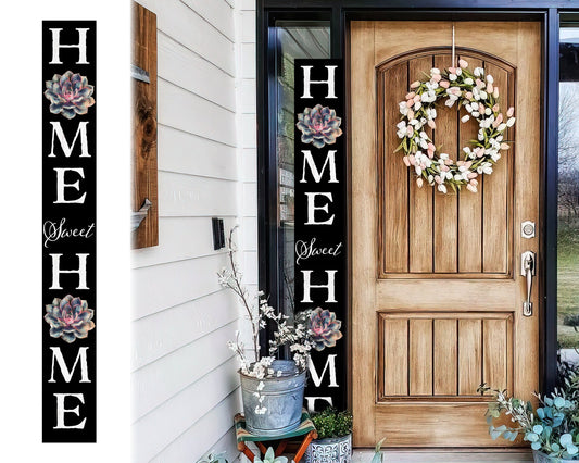 72in Succulent Home Sweet Home Sign | Rustic Wood Front Door Decor | Farmhouse Porch Sign Decorations | Patio Decor | Wooden Decor