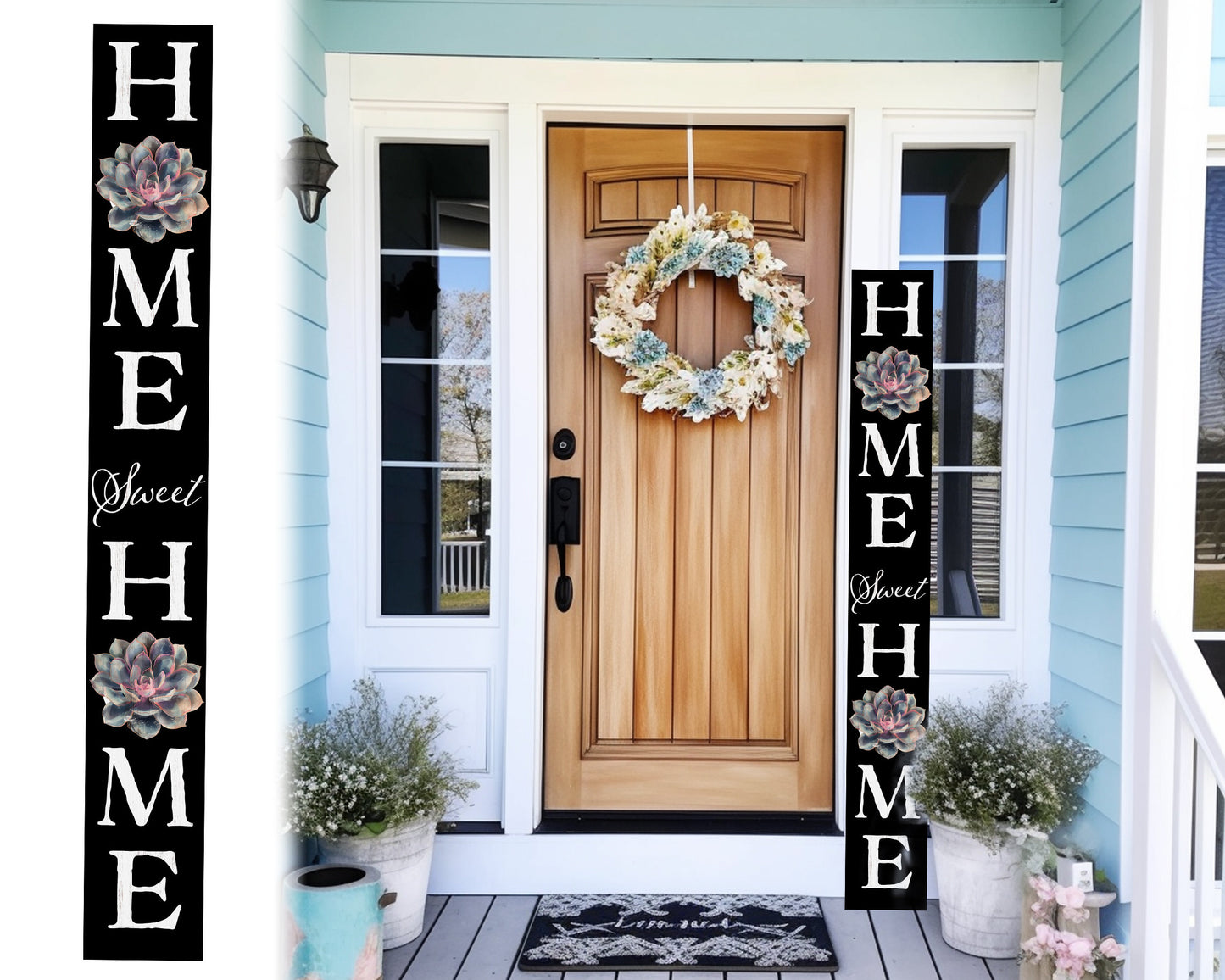 72in Succulent Home Sweet Home Sign | Rustic Wood Front Door Decor | Farmhouse Porch Sign Decorations | Patio Decor | Wooden Decor