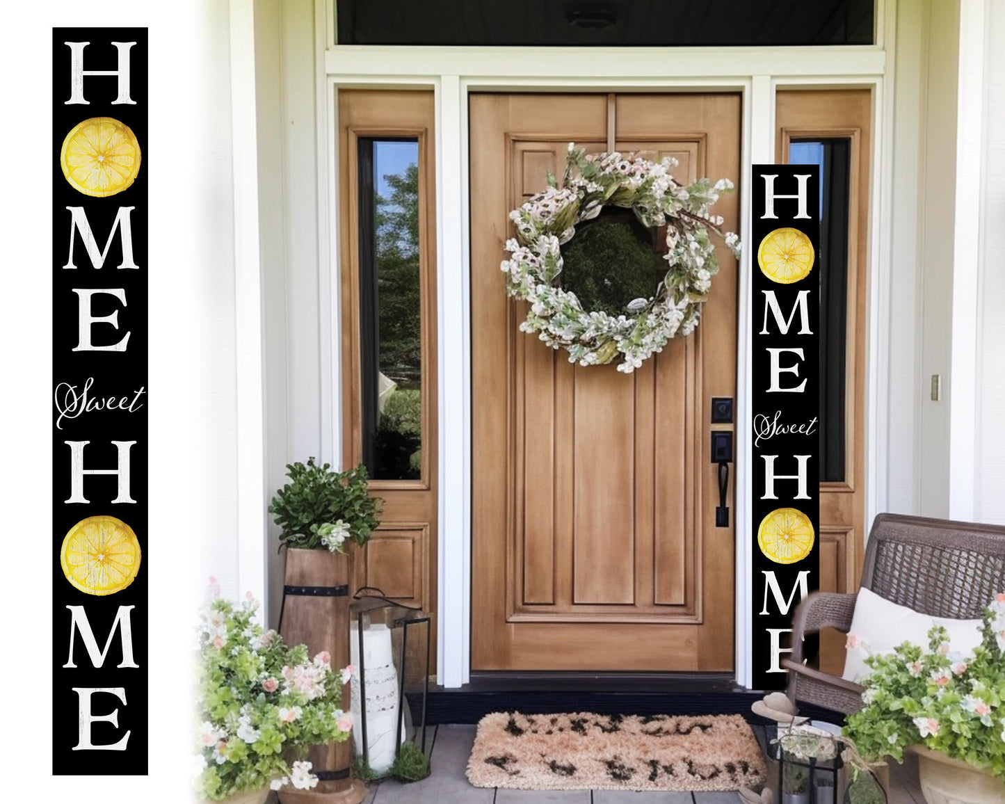 72in Lemon Home Sweet Home Sign | Rustic Wood Front Door Decor | Farmhouse Porch Sign Decorations | Patio Decor | Wooden Decor