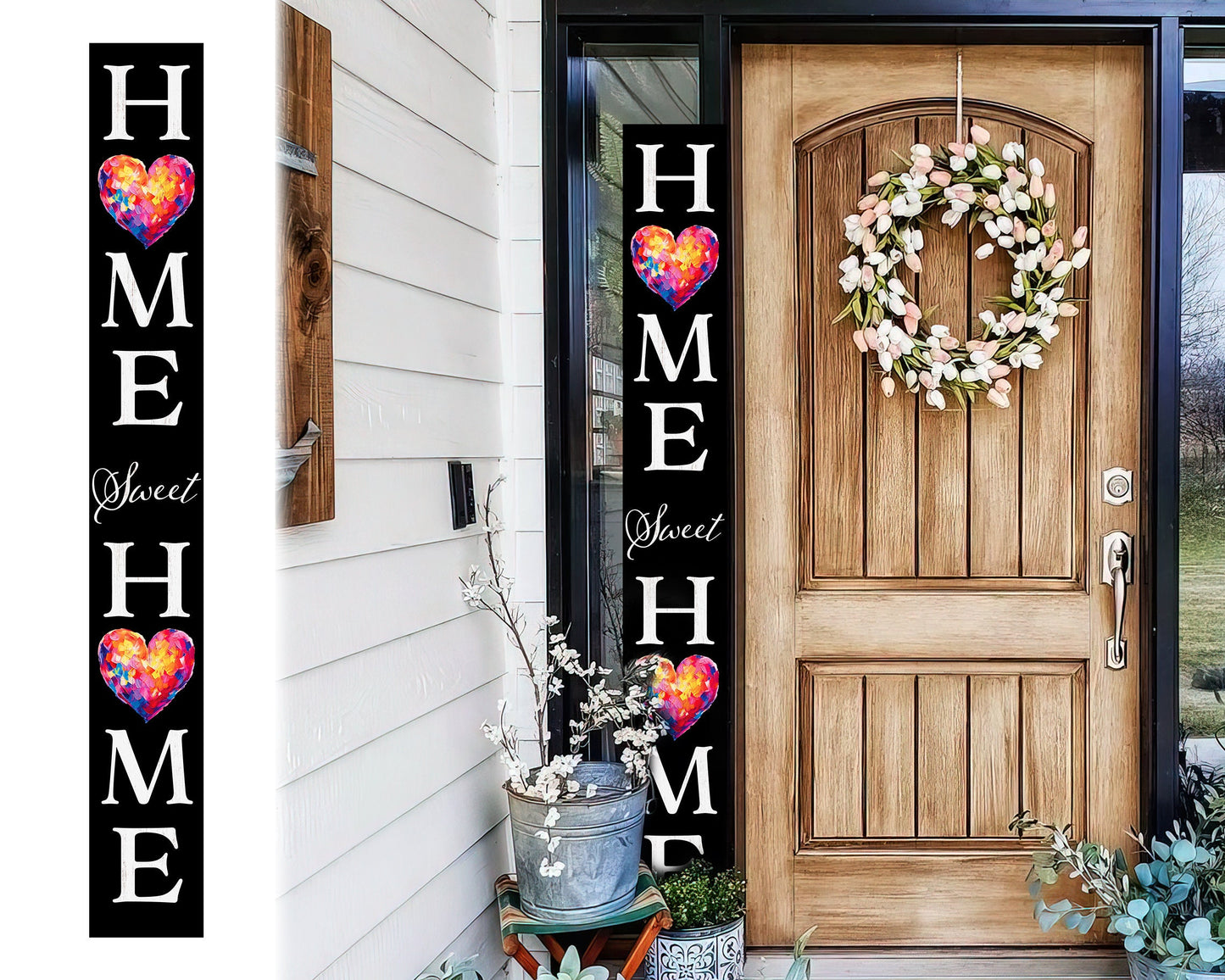 72in Heart Home Sweet Home Sign | Rustic Wood Front Door Decor | Farmhouse Porch Sign Decorations | Patio Decor | Wooden Decor