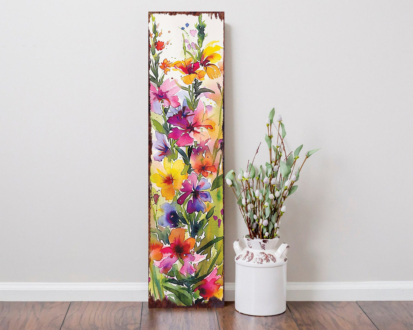 36in Spring Porch Sign | Watercolor Fireweed Floral Decor | Ideal for Living Room, Entryway, Mantle, Porch and Front Door