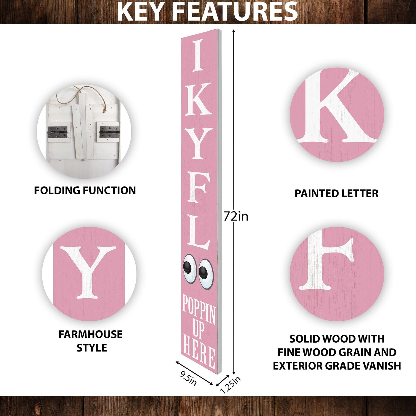 72-Inch Everyday Humor IKYFL Porch Sign | Rustic Farmhouse Outdoor Entryway Display | Front Door Wall Decor | Pink