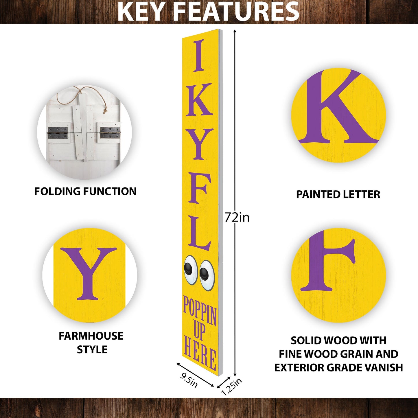 72-Inch Everyday Humor IKYFL Porch Sign | Rustic Farmhouse Outdoor Entryway Display | Front Door Wall Decor | Yellow