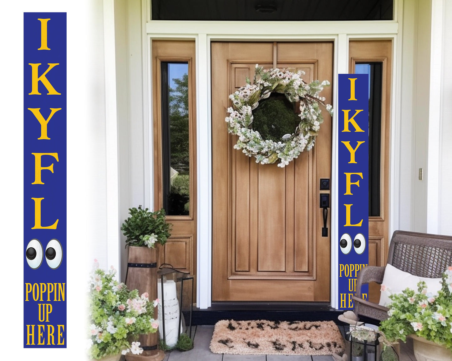 72-Inch Everyday Humor IKYFL Porch Sign | Rustic Farmhouse Outdoor Entryway Display | Front Door Wall Decor | Blue
