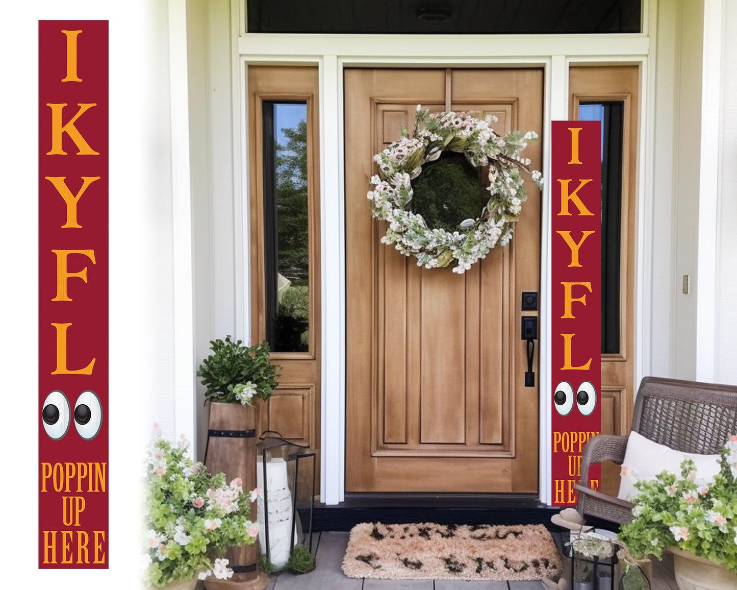 72-Inch Everyday Humor IKYFL Porch Sign | Rustic Farmhouse Outdoor Entryway Display | Front Door Wall Decor | Heat Red