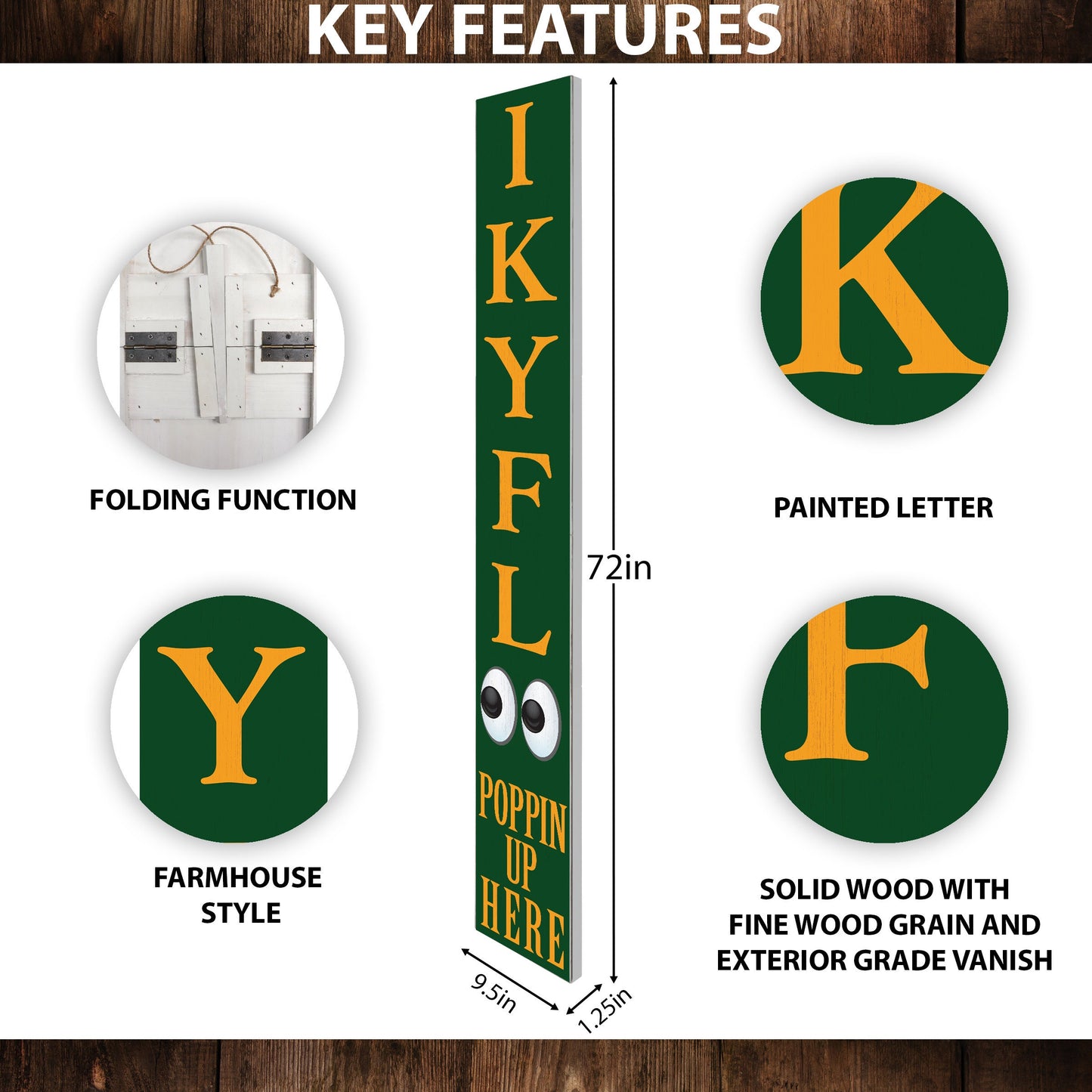 72-Inch Everyday Humor IKYFL Porch Sign | Rustic Farmhouse Outdoor Entryway Display | Front Door Wall Decor | Green