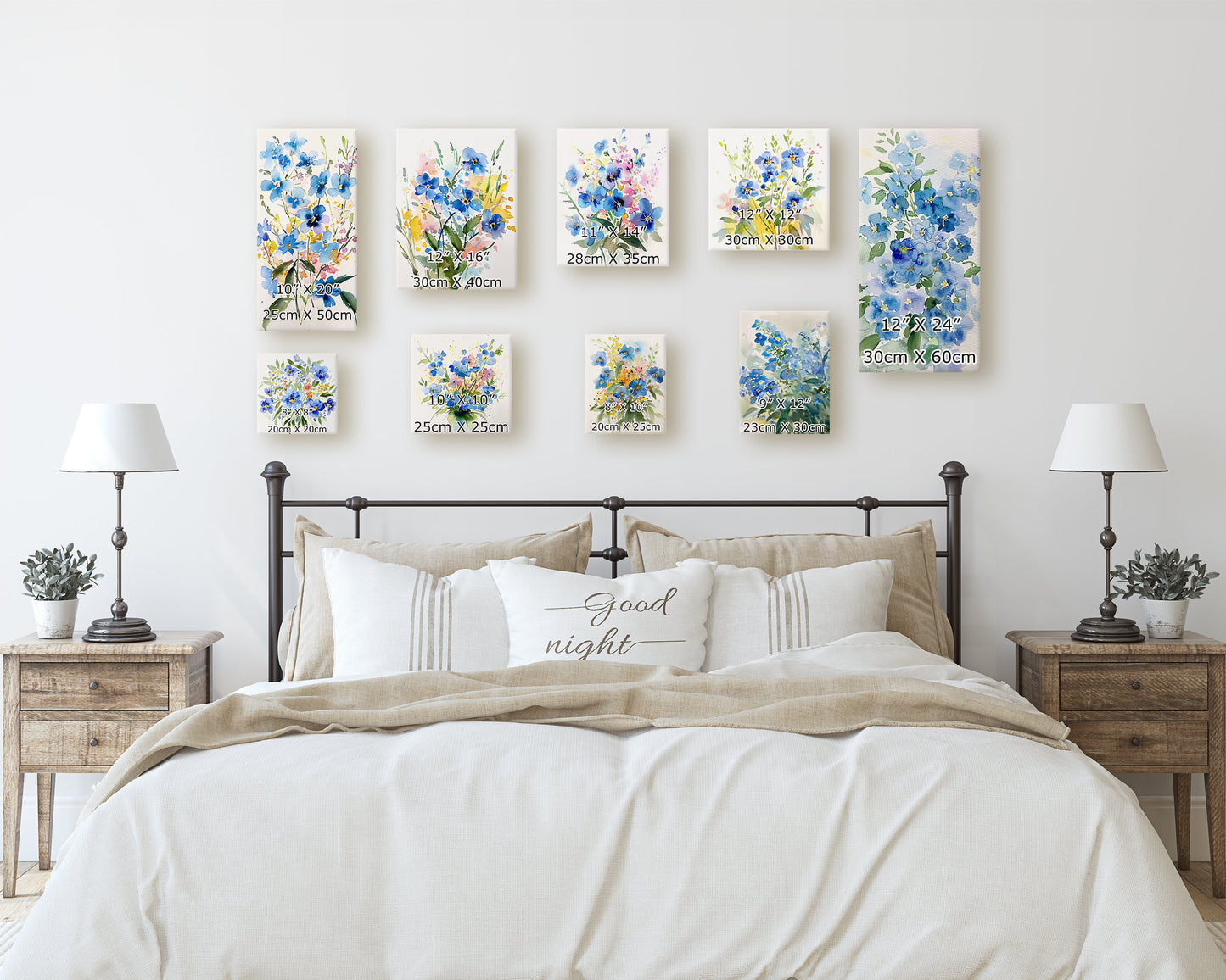 Spring Wall Canvas Sign | Forget Me Nots Watercolor Floral Decor | Perfect for Living Room, Entryway, Mantle, Dining Room, Bedroom