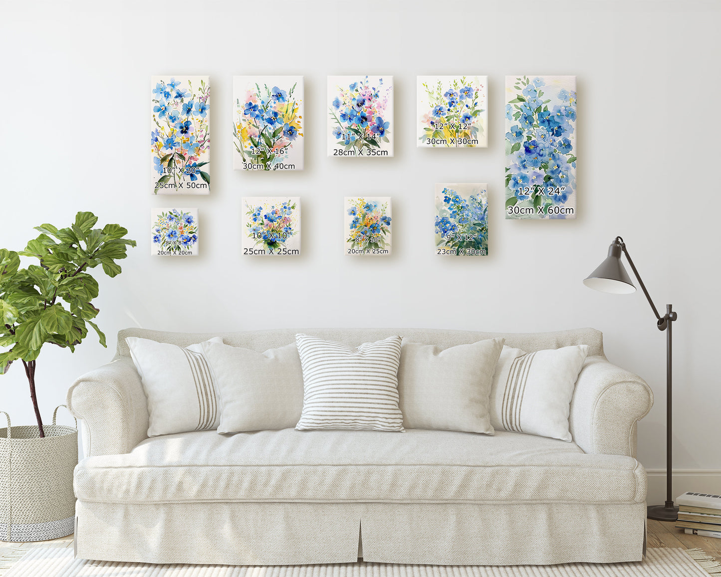 Spring Wall Canvas Sign | Forget Me Nots Watercolor Floral Decor | Perfect for Living Room, Entryway, Mantle, Dining Room, Bedroom