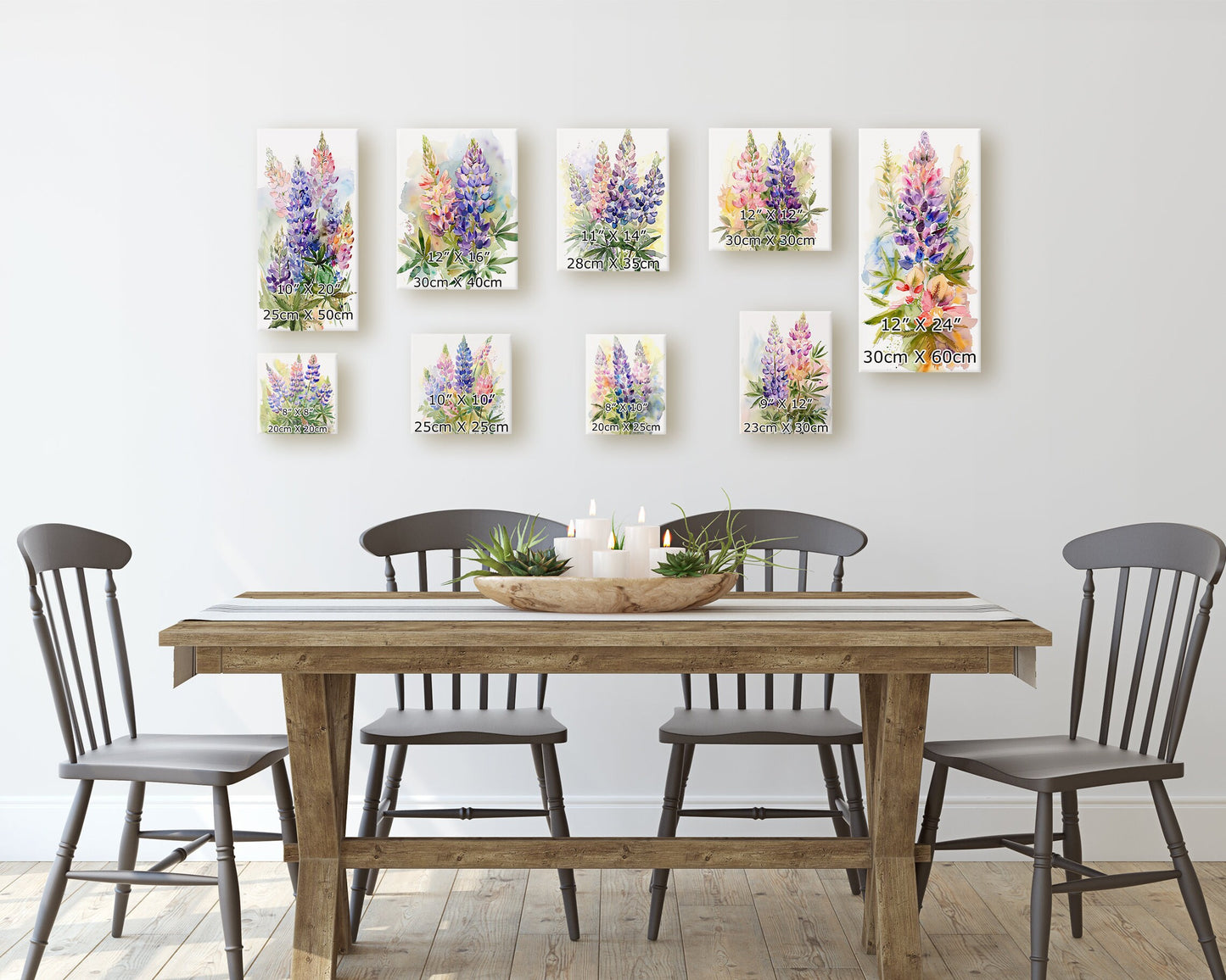 Spring Wall Canvas Sign | UV Print | Lupine Watercolor Floral Decor | Perfect for Living Room, Entryway, Mantle, Dining Room, Bedroom