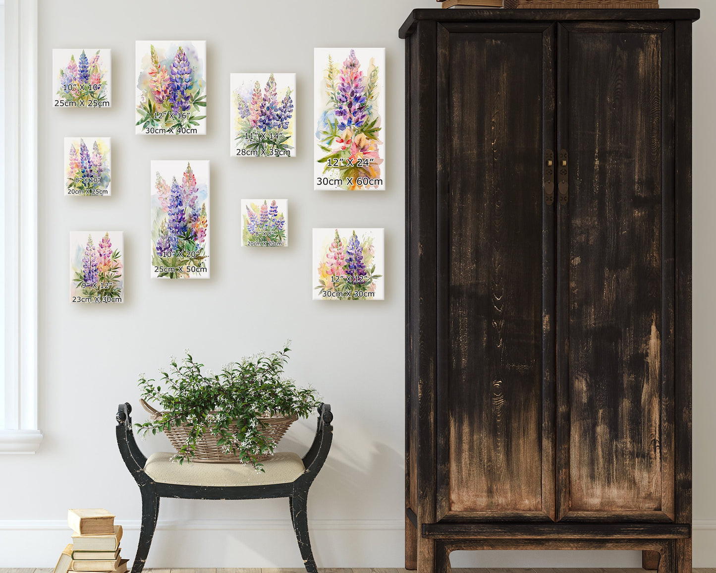 Spring Wall Canvas Sign | UV Print | Lupine Watercolor Floral Decor | Perfect for Living Room, Entryway, Mantle, Dining Room, Bedroom