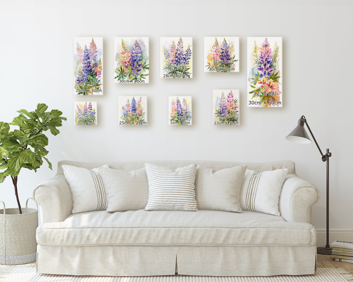 Spring Wall Canvas Sign | UV Print | Lupine Watercolor Floral Decor | Perfect for Living Room, Entryway, Mantle, Dining Room, Bedroom