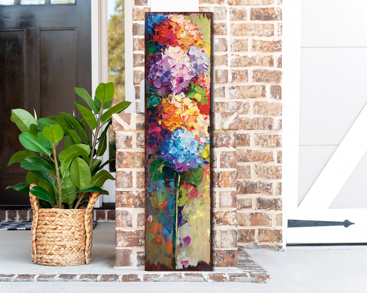 36in Oil Paint Style Hydrangeas Porch Sign | Spring Floral Home Decor | Perfect for Living Room, Entryway, Mantle, Porch| UV Print