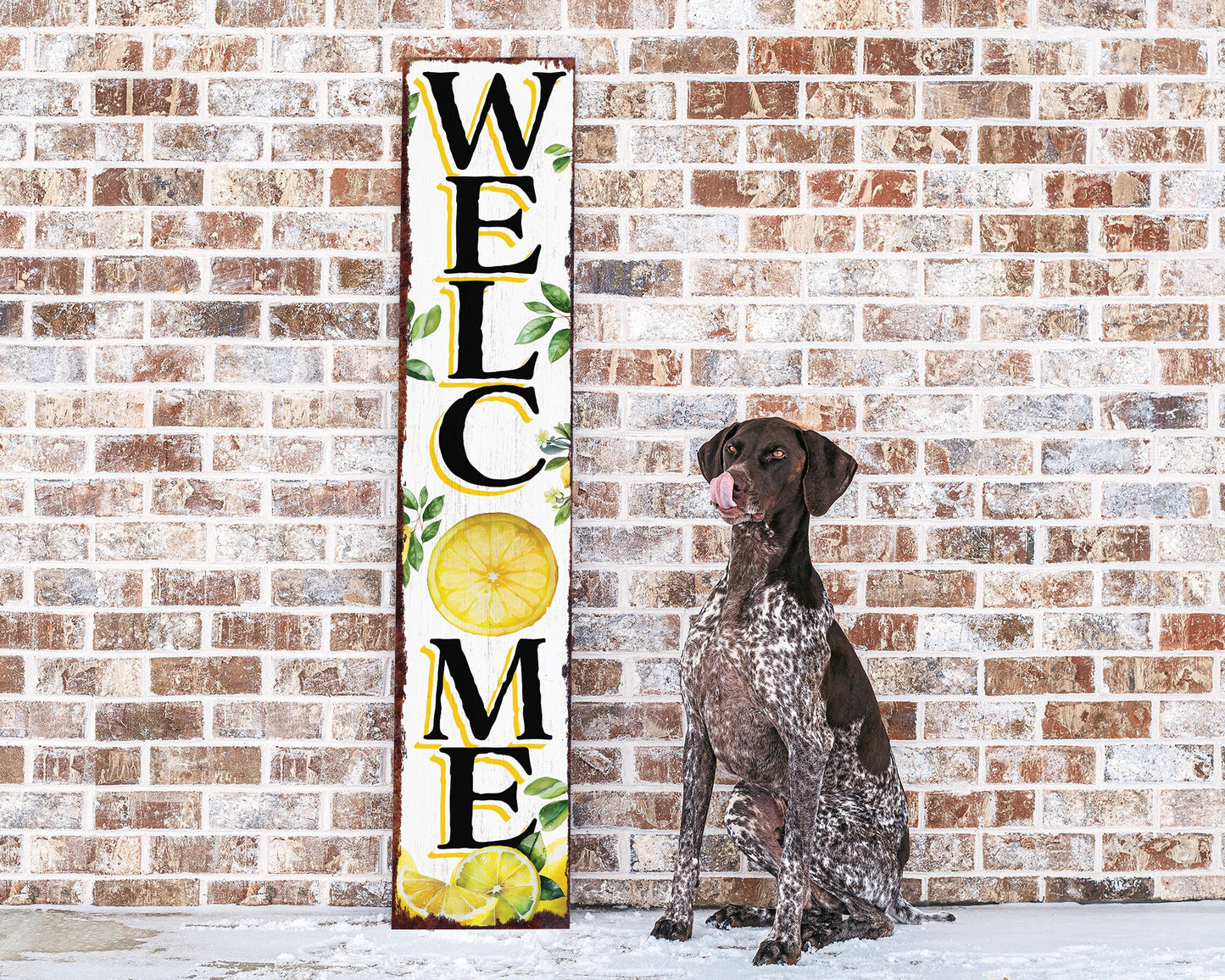 48in Fresh Lemon Summer Welcome Porch Sign | Rustic Wooden Decor | Outdoor Wall Art | Vibrant Farmhouse Patio Display