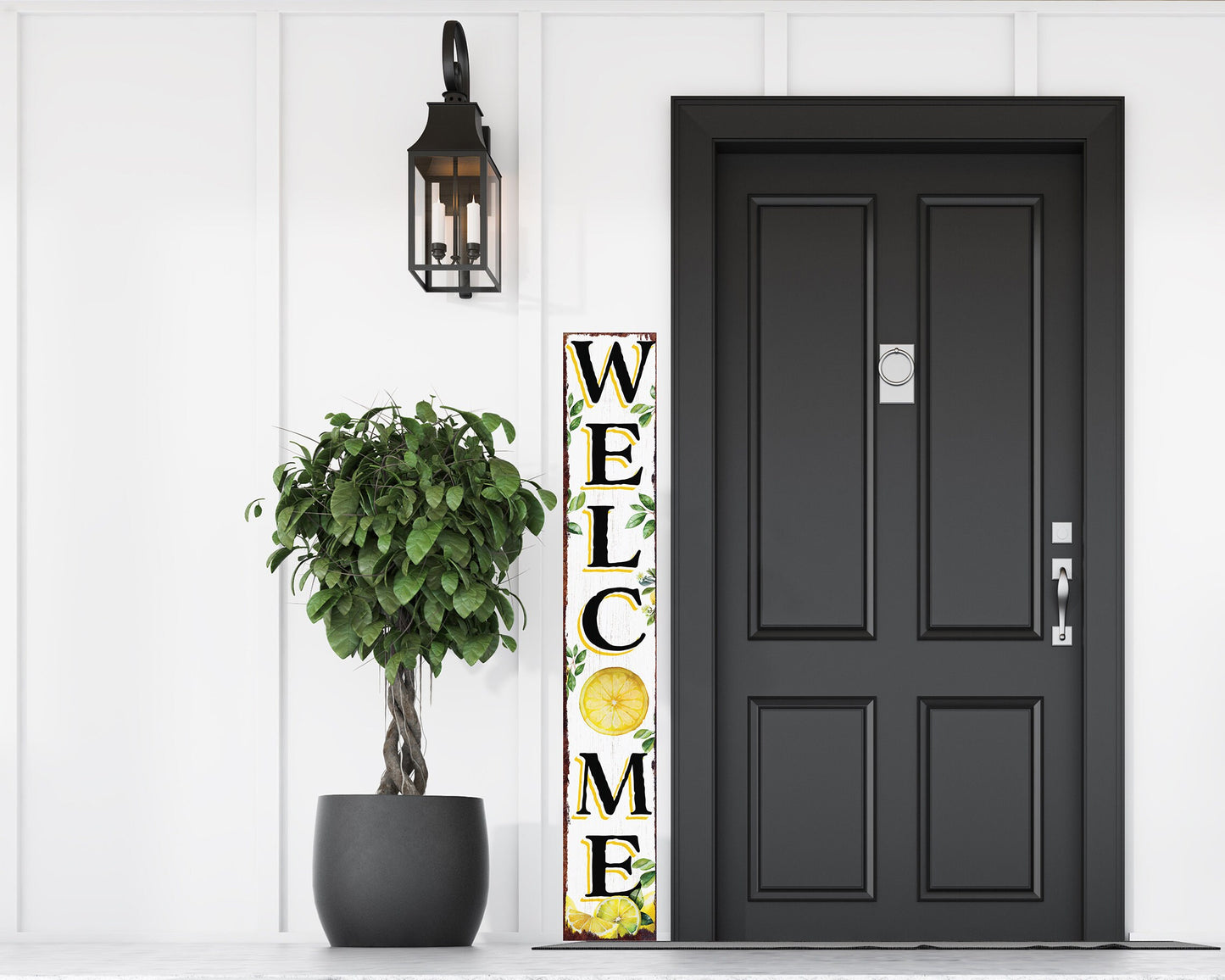 60in Fresh Lemon Summer Welcome Porch Sign | Rustic Wooden Decor | Outdoor Wall Art | Vibrant Farmhouse Patio Display