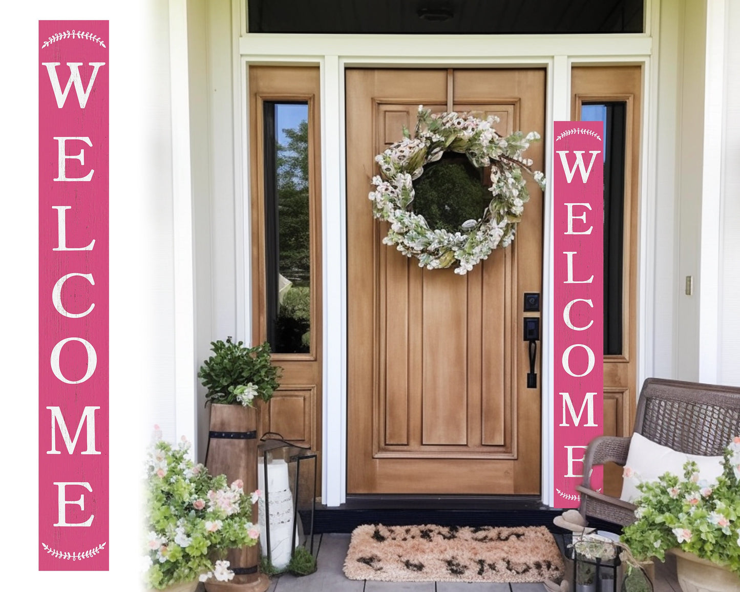 72-inch Honeysuckle Outdoor Welcome Sign | Rustic Front Door Sign | Foldable and Portable | UV Protected and Sealed