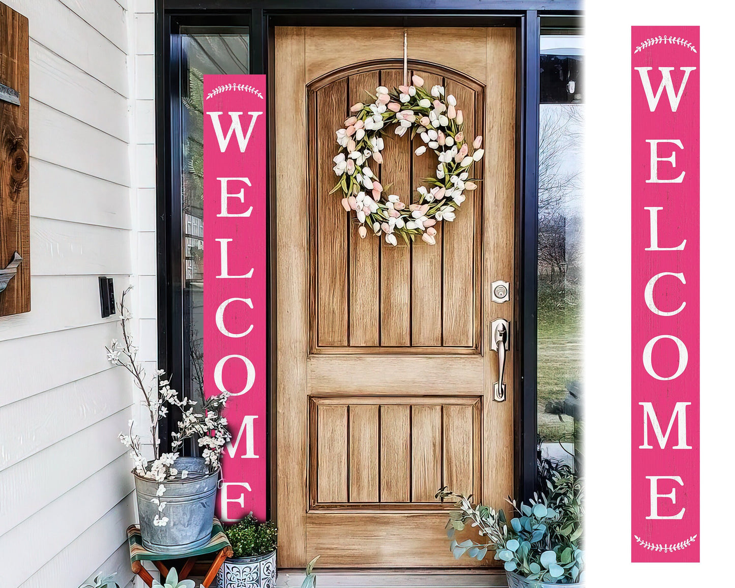 72-inch Honeysuckle Outdoor Welcome Sign | Rustic Front Door Sign | Foldable and Portable | UV Protected and Sealed