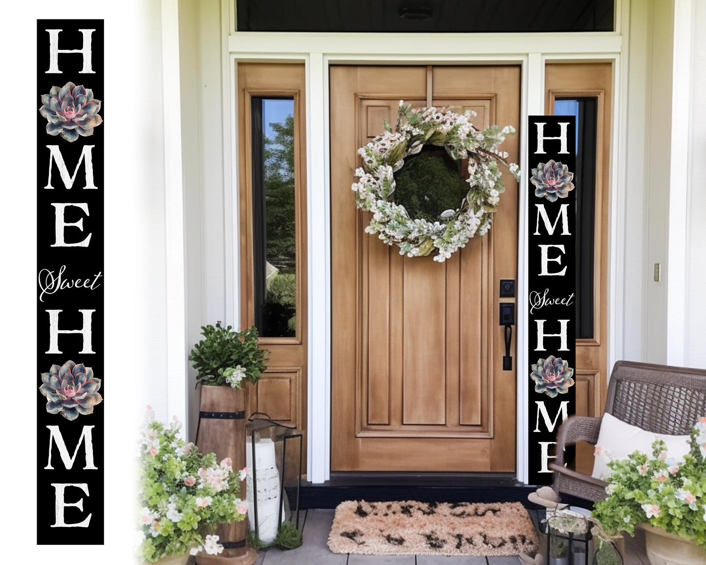 72in Succulent Home Sweet Home Sign | Rustic Wood Front Door Decor | Farmhouse Porch Sign Decorations | Patio Decor | Wooden Decor