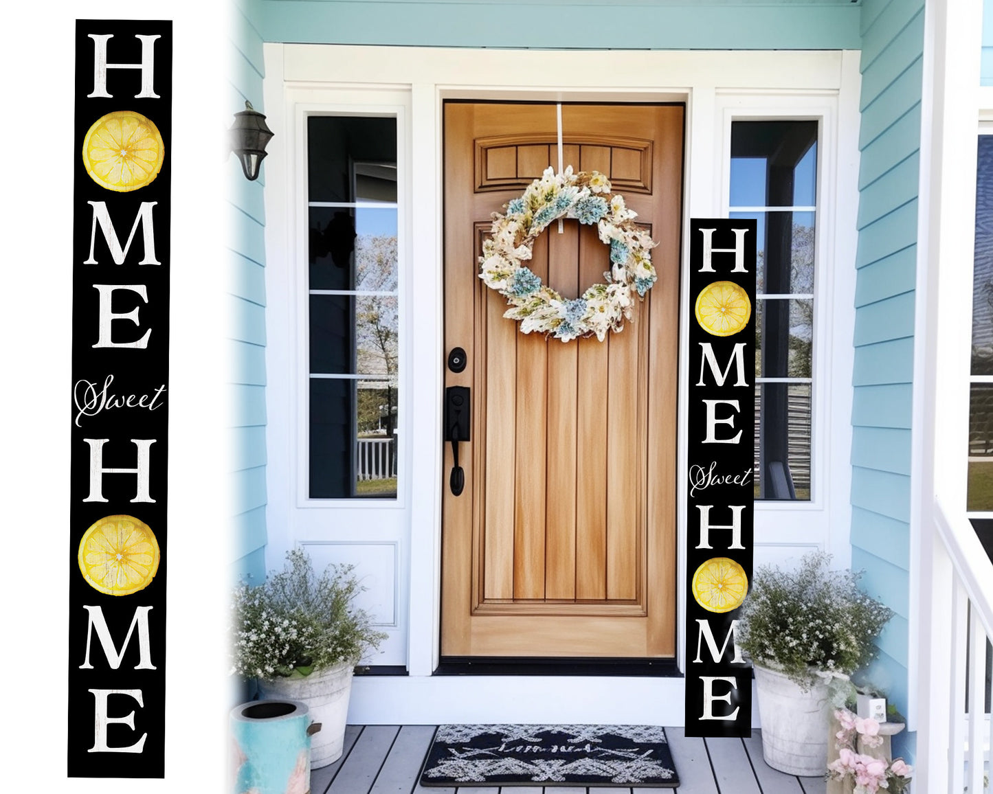 72in Lemon Home Sweet Home Sign | Rustic Wood Front Door Decor | Farmhouse Porch Sign Decorations | Patio Decor | Wooden Decor