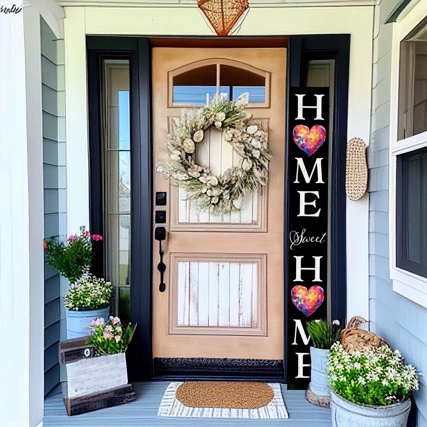 72in Heart Home Sweet Home Sign | Rustic Wood Front Door Decor | Farmhouse Porch Sign Decorations | Patio Decor | Wooden Decor