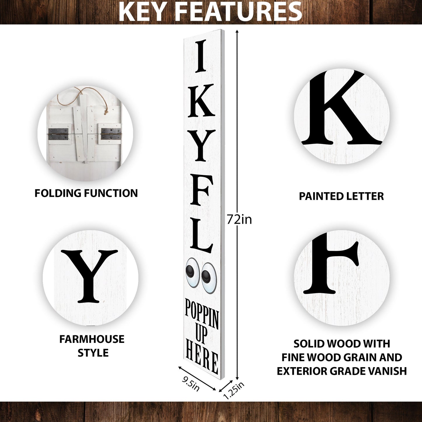 72-Inch Everyday Humor IKYFL Porch Sign | Rustic Farmhouse Outdoor Entryway Display | Front Door Wall Decor | White